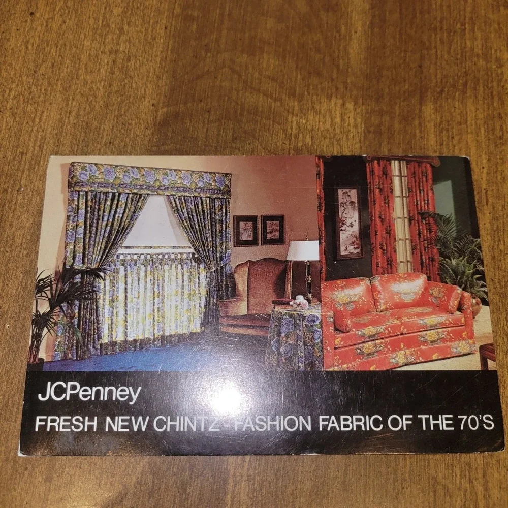Vintage JCPenney Custom Decorating Advertising Postcard Fresh New Chintz‎ Fabric